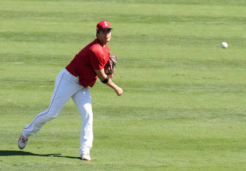 【画像・写真】エンゼルス大谷　翌日登板に向け2日連続キャッチボール　指揮官「特別な制限はない」