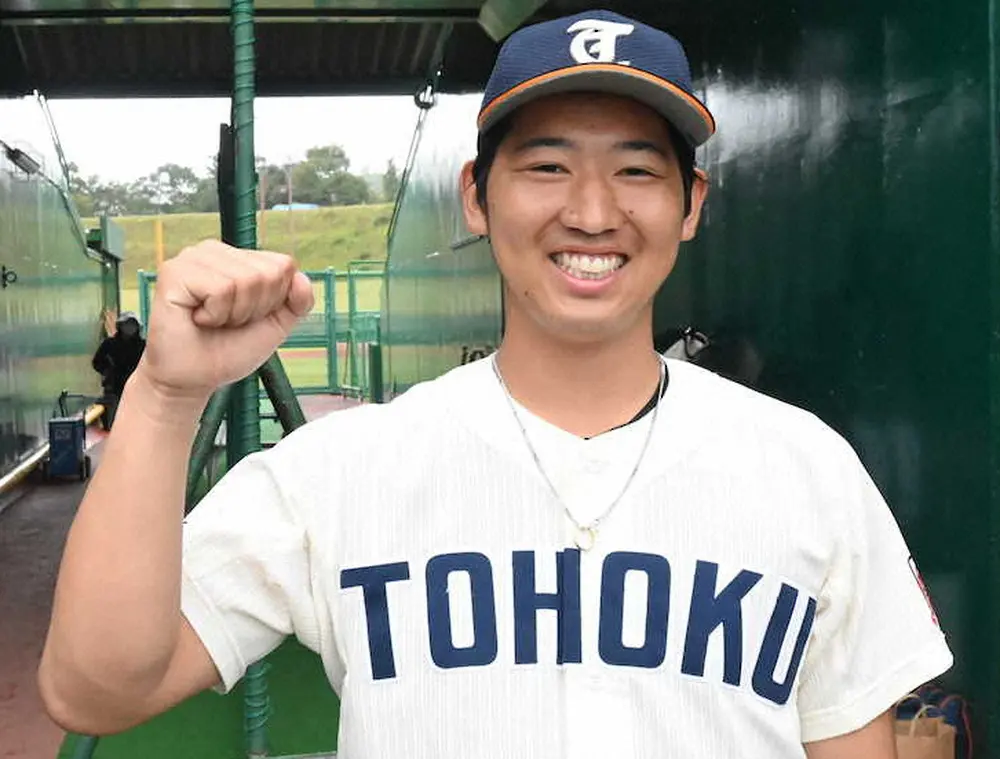 【画像・写真】ドラフト上位候補の東北福祉大154キロ右腕・椋木が5回無安打無失点9K　スカウト11球団集結