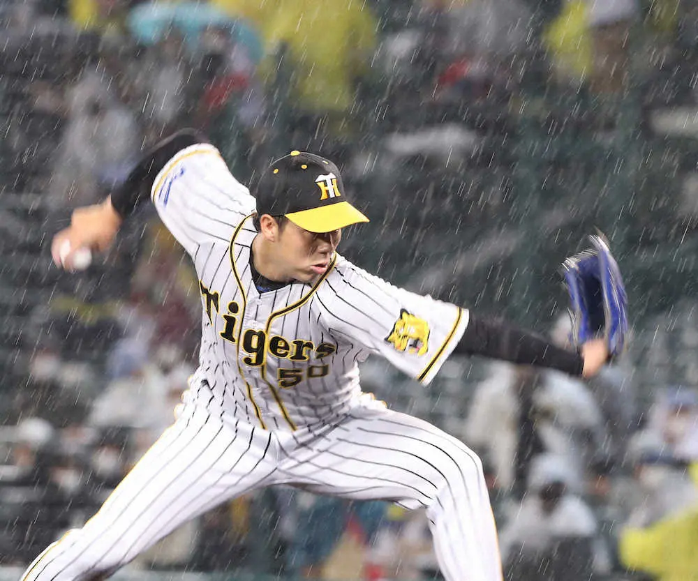 【画像・写真】奇跡への扉開けた！阪神・青柳が雨中の熱投「絶対勝つという気持ちで」、最多勝大前進の13勝目