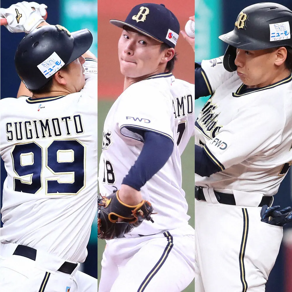 【画像・写真】オリックスの（左から）杉本、山本、吉田正