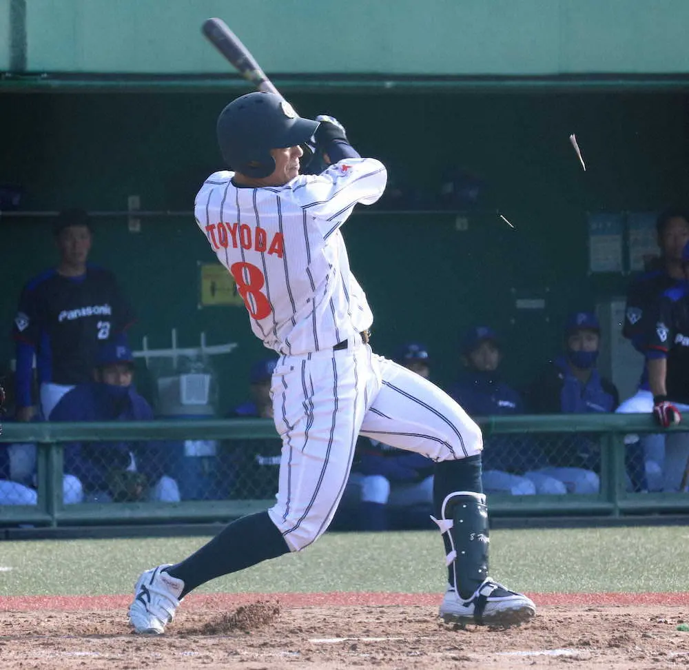 【画像・写真】阪神6位指名の日立製作所・豊田寛が指名後初実戦で右前適時打