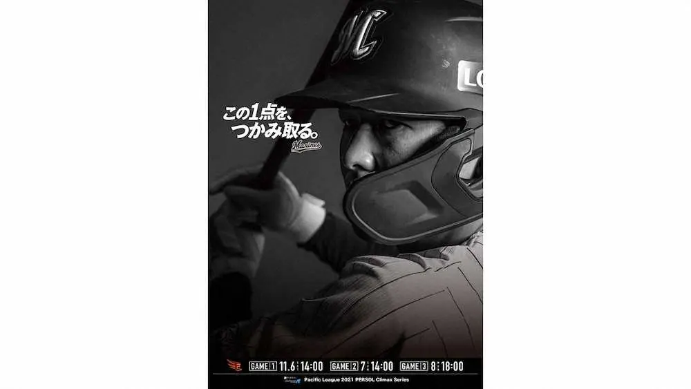 中村奨吾内野手が起用された「2021　パーソル　クライマックスシリーズ　パ」ファーストステージ日程ポスターの画像