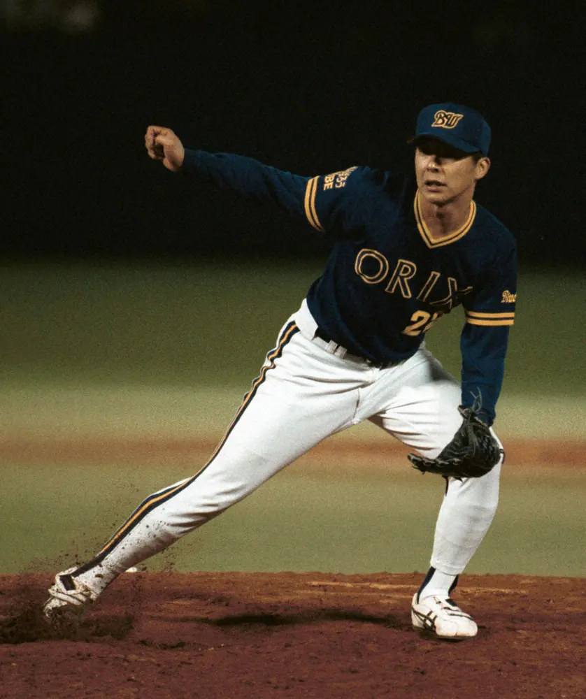 95年の日本シリーズで力投するオリックス・小林宏