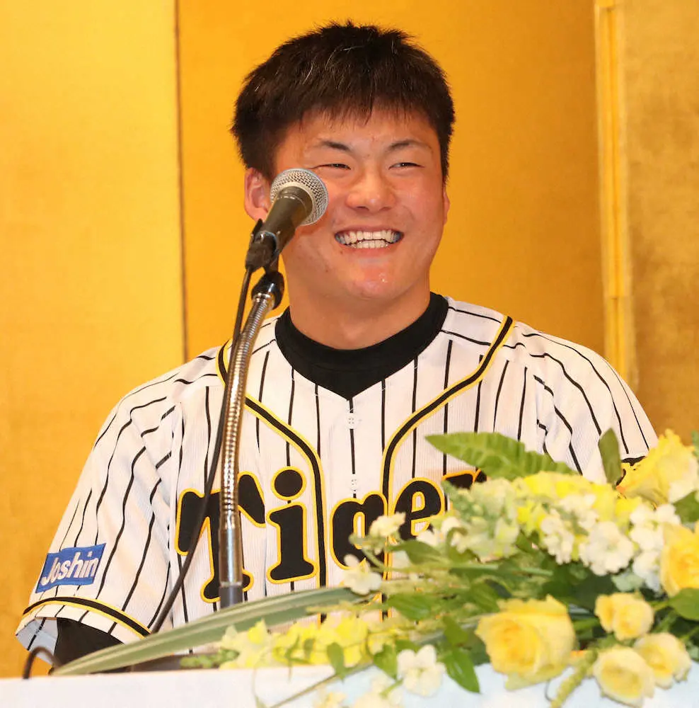 【画像・写真】阪神ドラ4・前川　将来は金本氏の“伝説の6”付けたい！新入団会見で大きな野望を堂々宣言