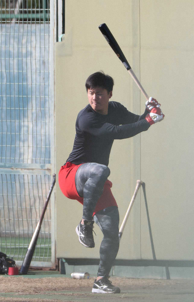 阪神ドラ4 前川 プロ仕様 フォームで快音 新人合同自主トレ前日に異例の屋外ロングティー スポニチ Sponichi Annex 野球