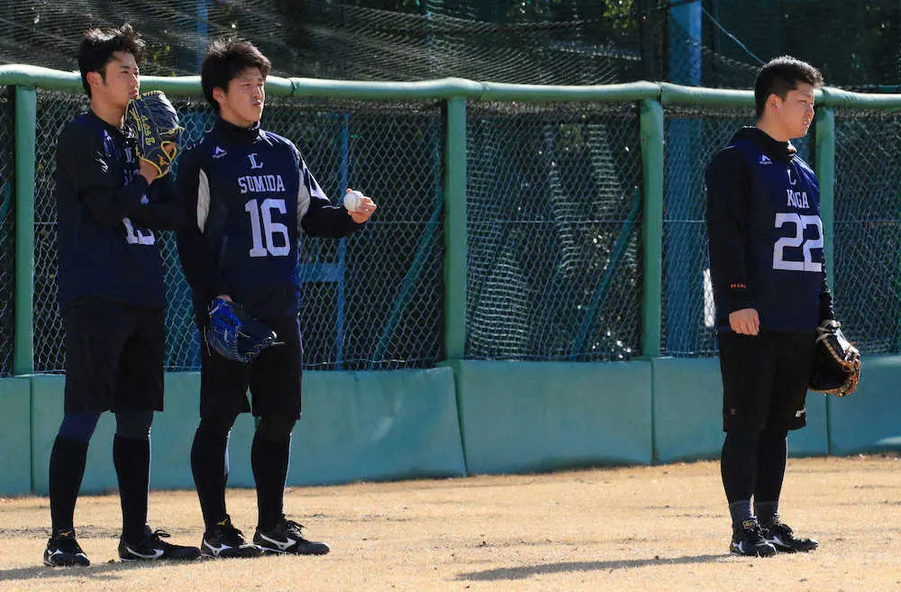 【画像・写真】西武ドラ1・隅田、2位・佐藤の両即戦力左腕と強肩捕手の3位・古賀がA班スタート　全体会議で決定