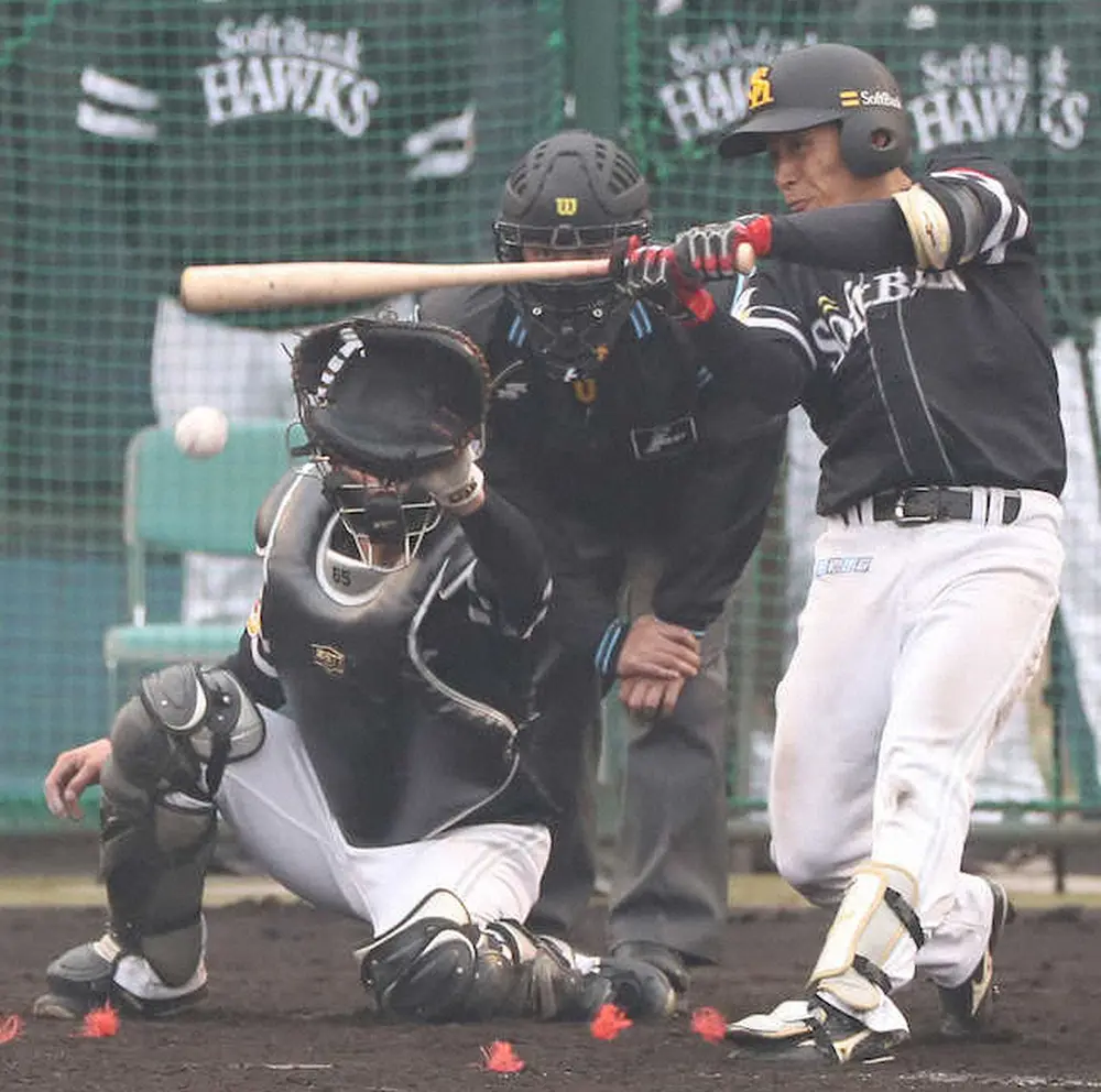 【画像・写真】必殺仕事人や！ソフトバンクのドラ4・野村勇　一発で決めた進塁打、藤本監督も絶賛「何でもできそう」