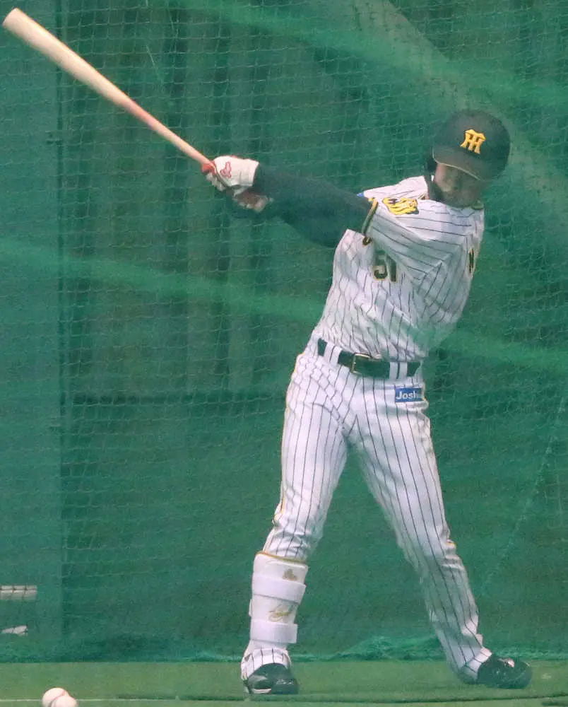 【画像・写真】阪神・中野　今キャンプ初のフリー打撃でシャープなスイング披露　本隊合流へ慎重に調整