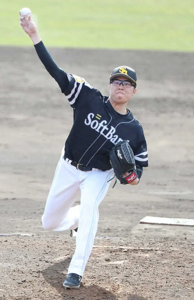 【画像・写真】ソフトBのドラ1対決！松本が開幕ローテ入りへ好投3回無失点　正義は「テンポ悪い」不満の3回1失点