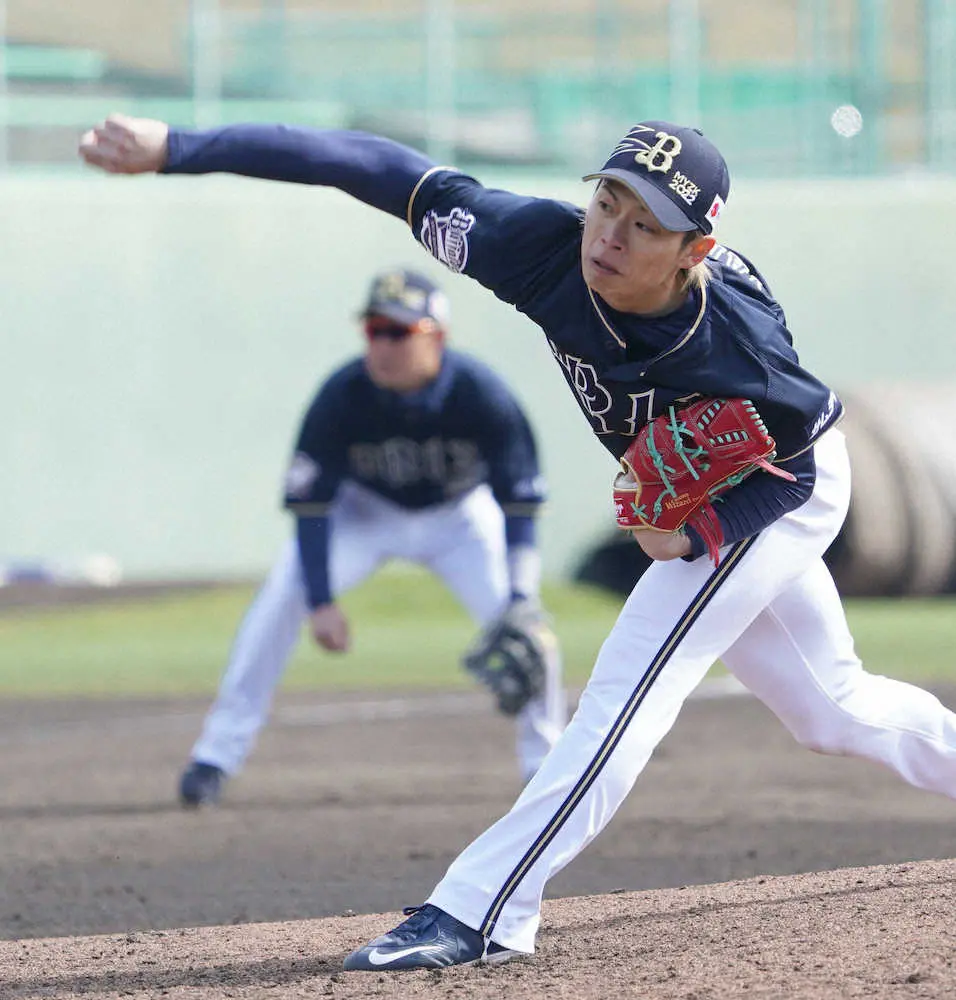 【画像・写真】オリックス・山岡　先発返り咲きへ順調！今春初実戦で1回零封　中嶋監督「打者に投げられたことが収穫」