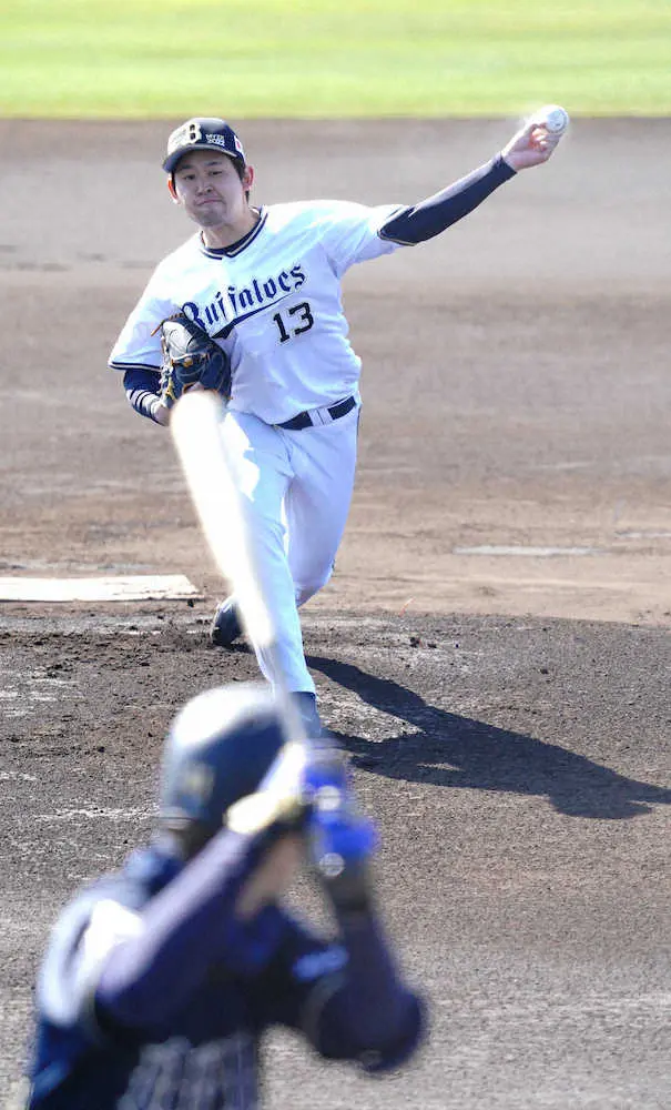 【画像・写真】＜オリックスキャンプ＞紅白戦に登板した宮城大弥（撮影・井垣　忠夫）