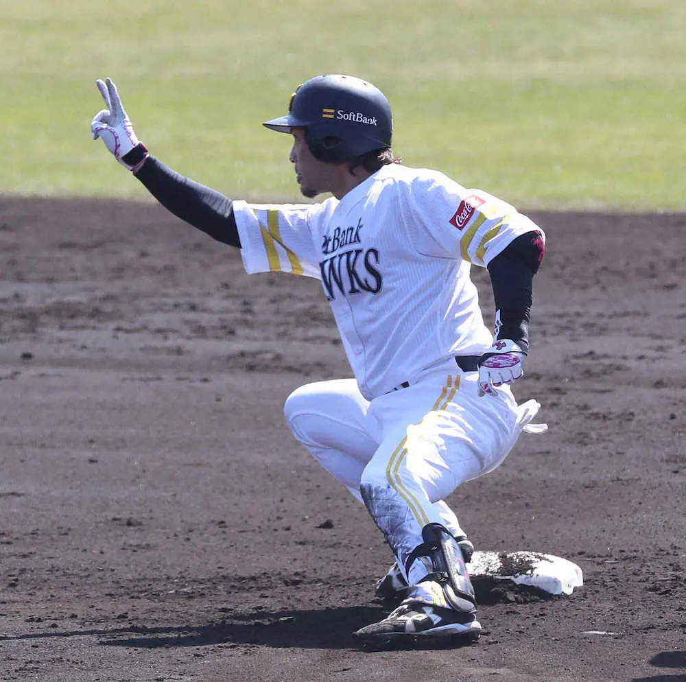 【画像・写真】ソフトB・松田　存在感見せた先制打　対外試合初安打初打点に「甘い球をしっかり打ち返せた」