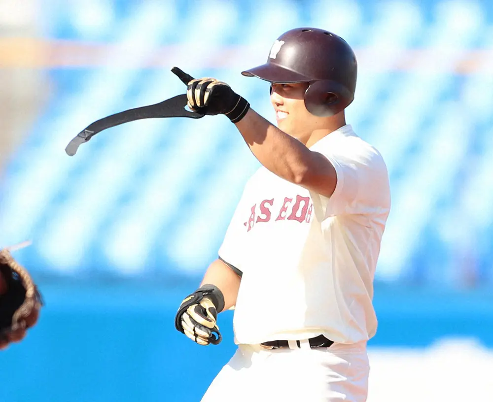 【画像・写真】ドラフト候補の早大・蛭間がOP戦1号！チームの24安打23点大勝に貢献