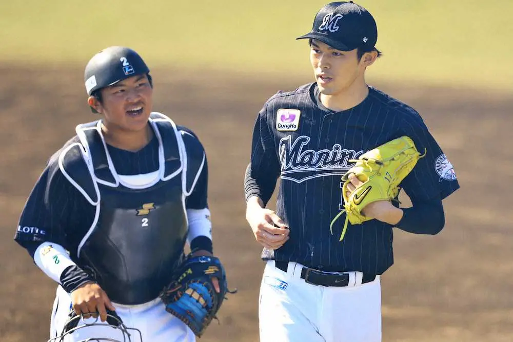 【画像・写真】ロッテ・ドラ1松川　朗希と2試合連続でバッテリー　打っては5番で中前打　超高校級の活躍