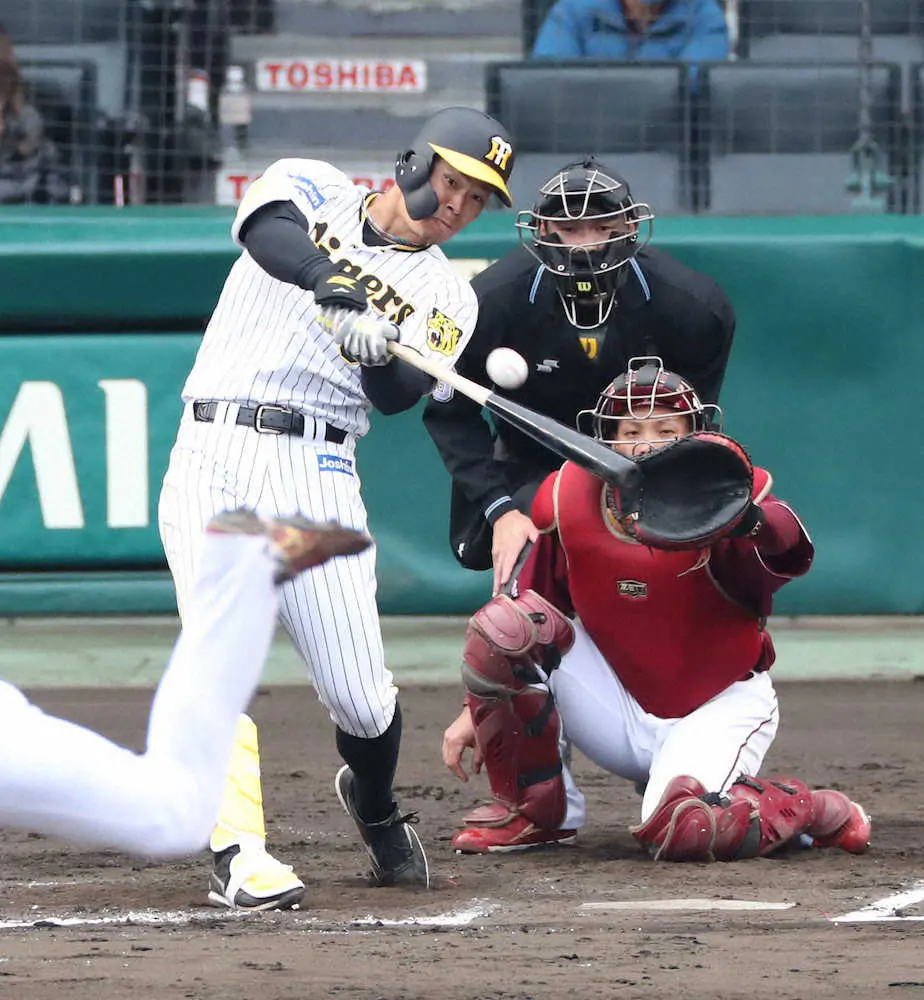 【画像・写真】阪神・佐藤輝「折れてたんですかね？」　22年の甲子園初戦でバット粉砕の先制打に特大二塁打と大暴れ