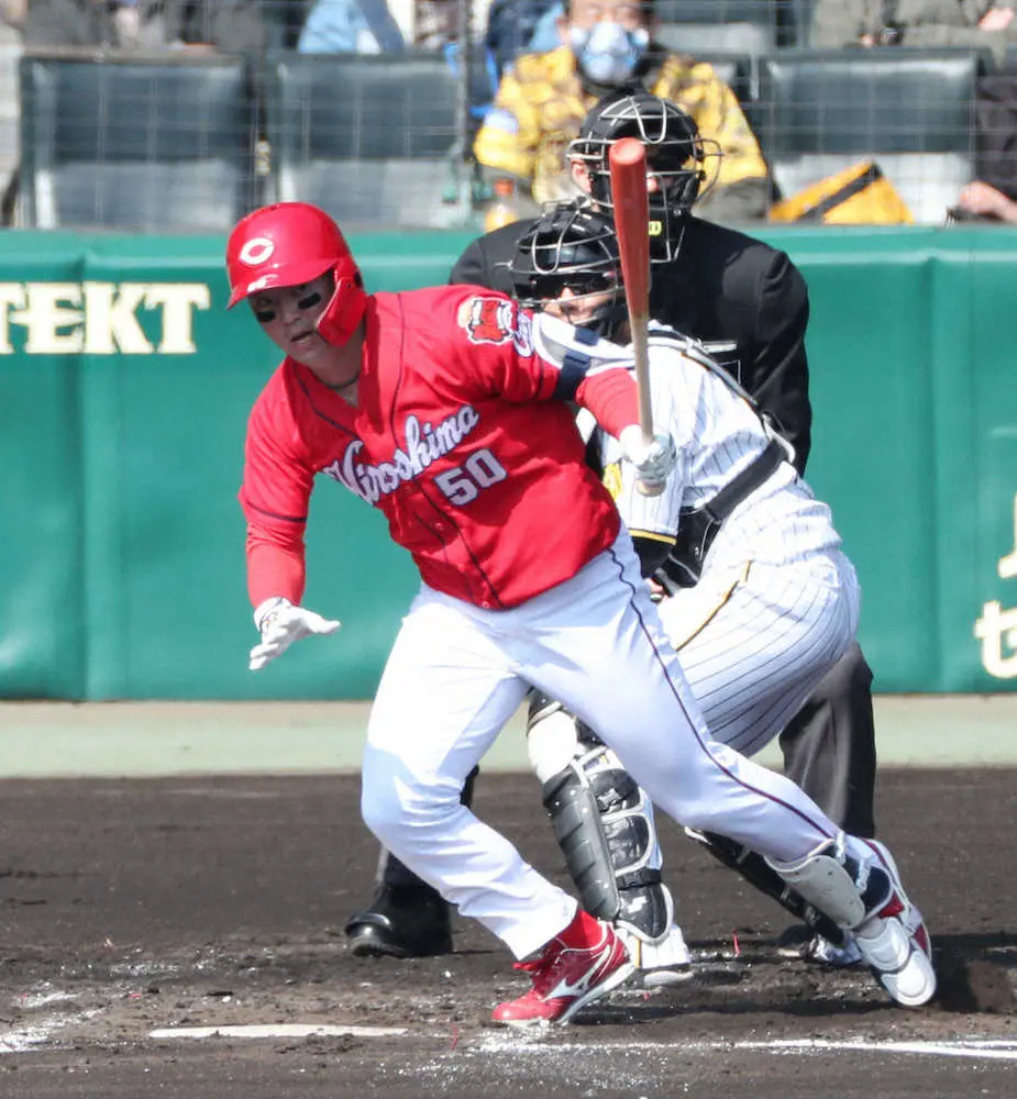 【画像・写真】開幕右翼へ猛アピール！広島ドラ3・中村健、3戦ぶり先発OP戦初マルチ「センター返しの意識で」