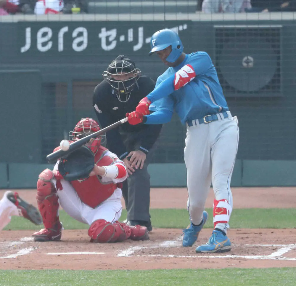 【画像・写真】日本ハム・万波　オープン戦単独トップ5号ソロ「気持ちの切り替えがうまくできた」