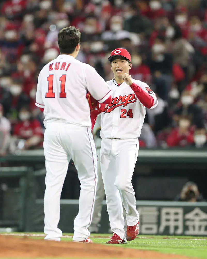 【画像・写真】広島ドラ1・黒原　プロ初登板で好救援！　息詰まる場面で糸原を三振に打ち取る