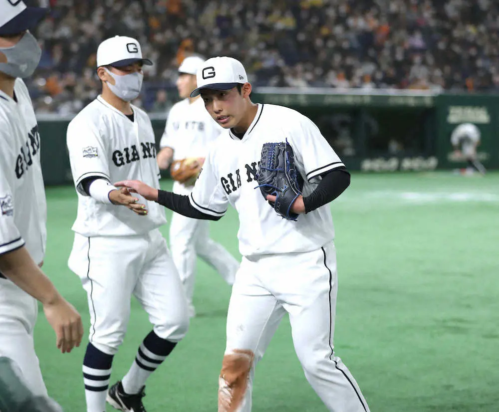 【画像・写真】巨人ドラ3赤星　プロ初勝利へ圧巻101球！7回を一発のみの2失点で降板　中田満弾＆岡本和ソロで援護