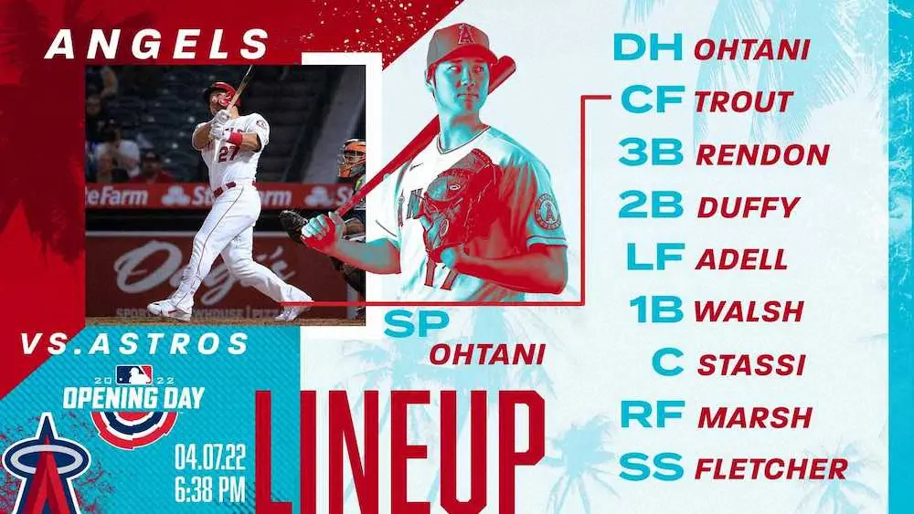 【画像・写真】大谷、開幕戦「1番・DH兼投手」で出場　降板後もDHに残って出場“大谷ルール”を早速適用！