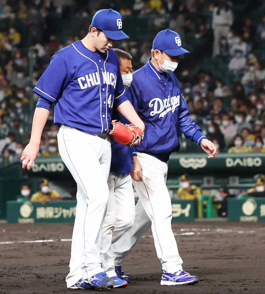 【画像・写真】痛すぎる…中日　打率トップの大島が死球で交代　先発・勝野も負傷交代…