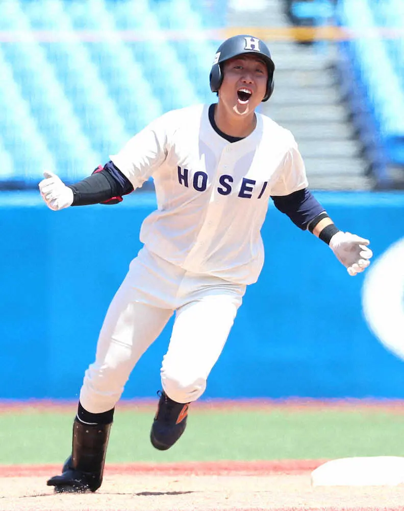 【画像・写真】法大がサヨナラ勝ちで先勝　3年・内海貴がリーグ戦初安打の殊勲打　東京六大学野球