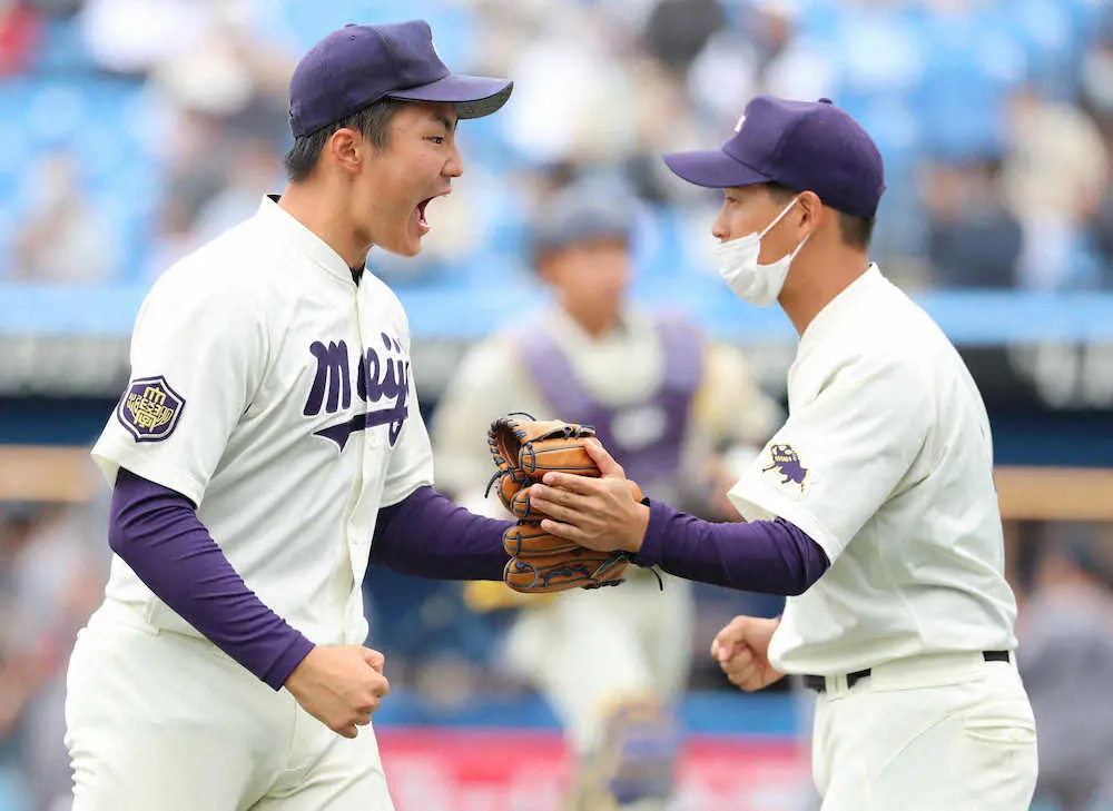 【画像・写真】明大が慶大に勝利し1勝1敗　先発・村田がリーグトップ4勝目　東京六大学野球