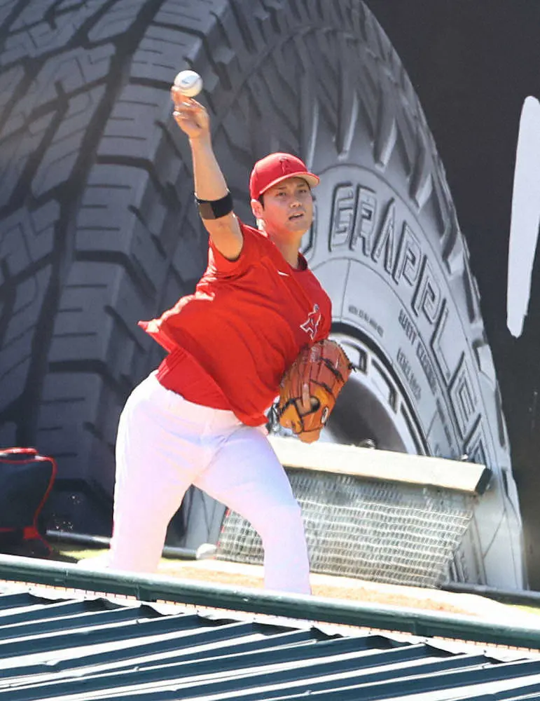 【画像・写真】大谷翔平　次回登板は27日ブルージェイズ戦　試合前にブルペンで37球