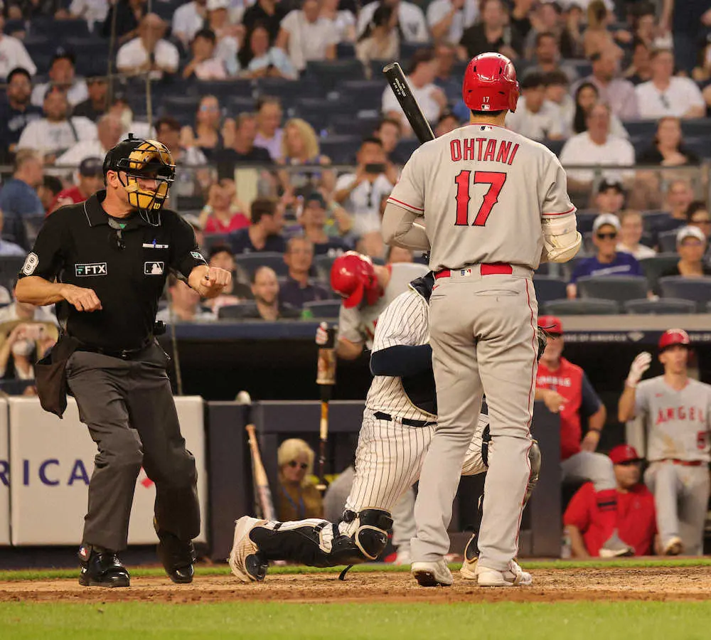 【画像・写真】大谷翔平　えっストライク…見逃し三振にネットも不満「ありゃボールやろ…」「ミスジャッジだ」