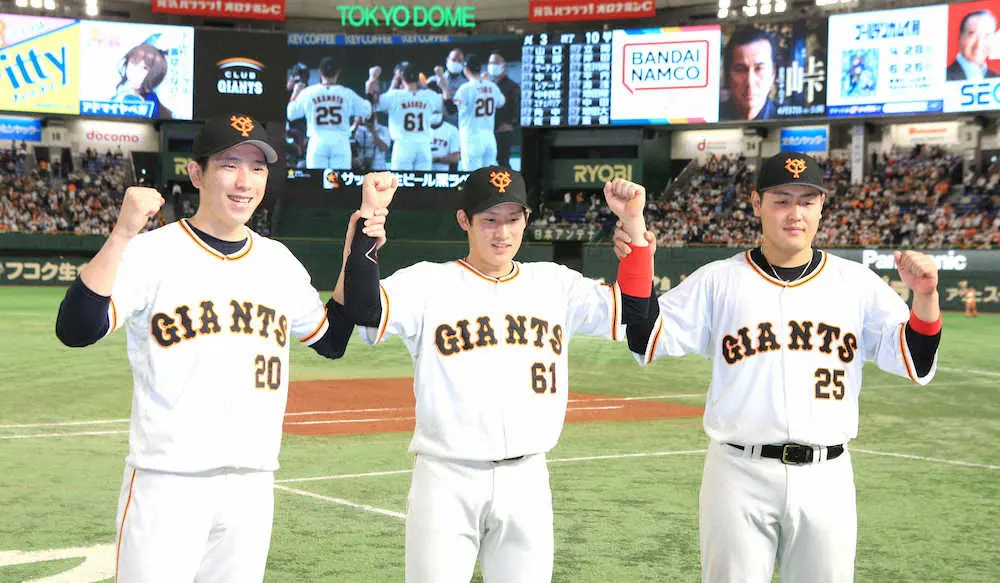 【画像・写真】巨人・増田陸、本拠初のお立ち台「最高でーす」　バット短く持ち「コンパクトに」朗希撃ち先制V二塁打