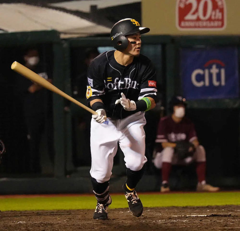 【画像・写真】ソフトバンク・牧原大、零敗阻止の2点適時打「つなぐことができた」