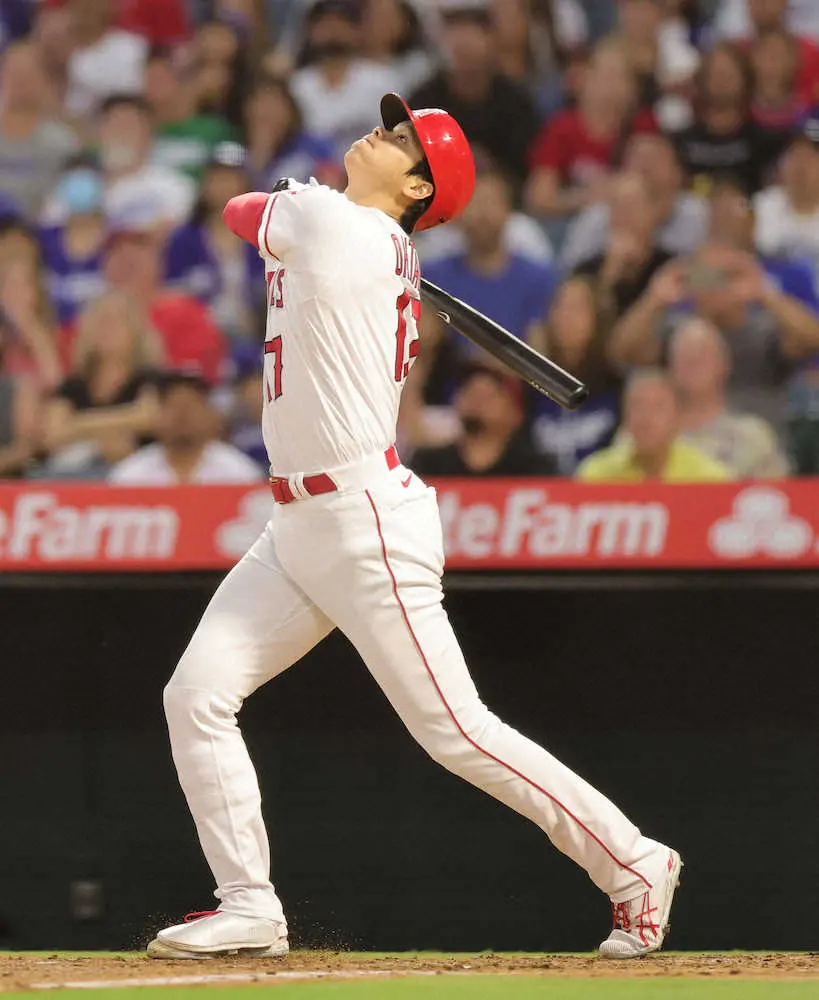 【画像・写真】大谷　内野フライが“55・2メートル”上がりすぎた？　相手一塁手の落球エラー誘う