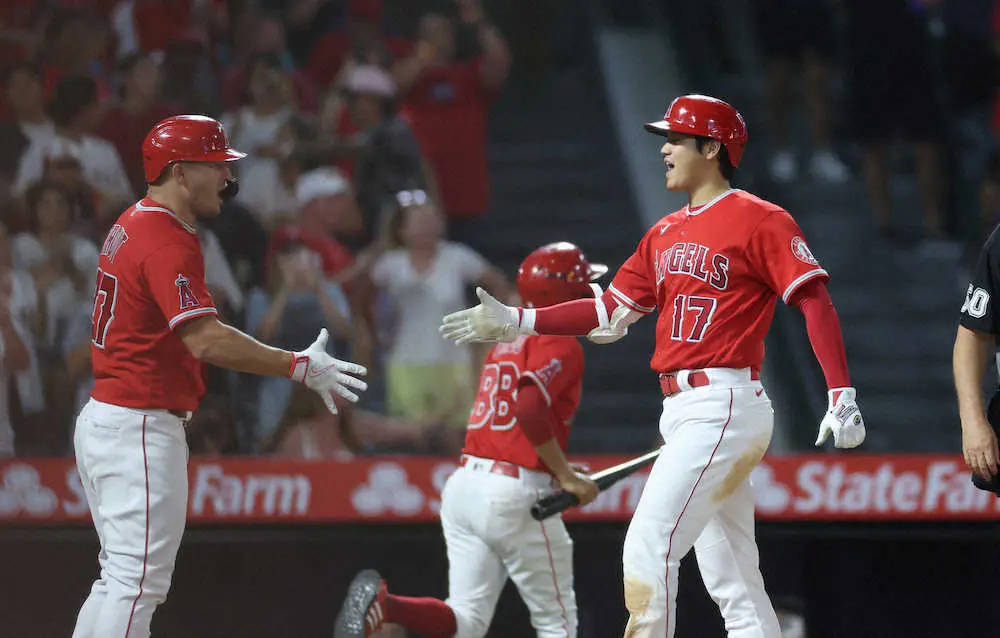 【画像・写真】エンゼルス　今季7度目「トラウタニ」弾　大谷31号＆トラウト30号　タイガースに大量リード