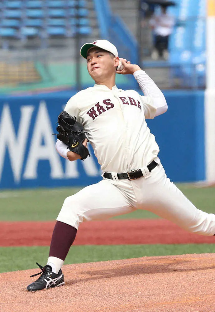 【画像・写真】早大　連勝で勝ち点1発進　投打に清水大、甲子園V左腕が先発初勝利＆先制打