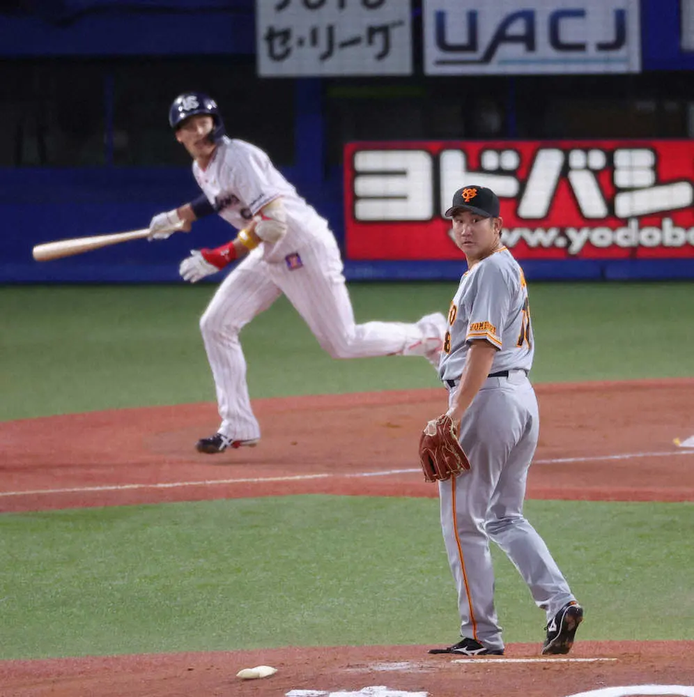 【画像・写真】巨人・菅野　8年ぶり2度目の初回先頭打者初球アーチ被弾　2本とも神宮でのヤクルト戦