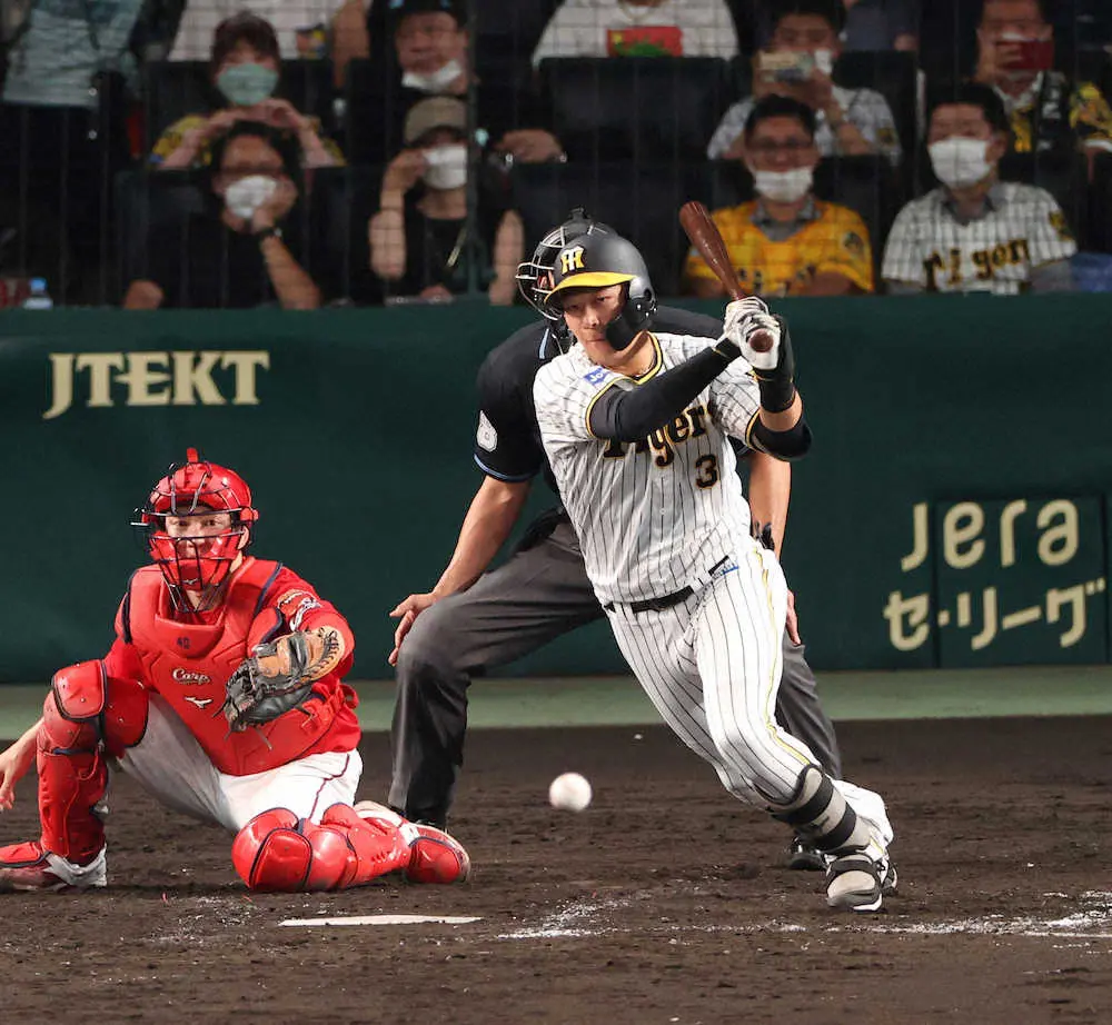 【画像・写真】阪神・大山が1点差に迫る適時打　今季甲子園で打点を挙げれば18勝3敗、逆転なるか