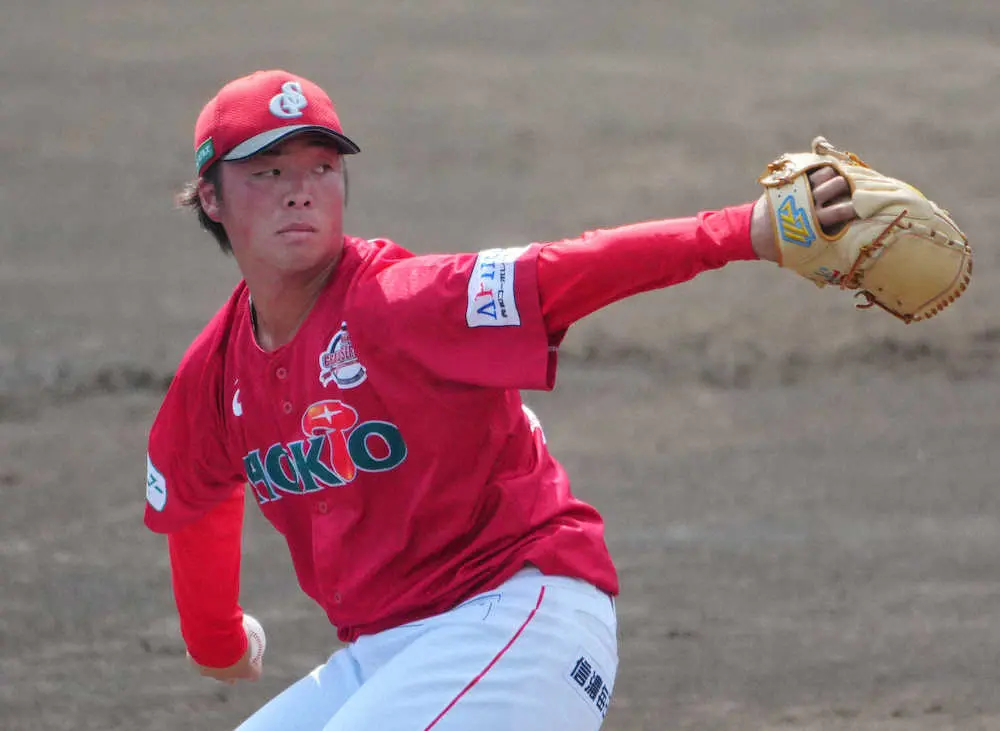 リーグ選抜 信濃の鈴木 最速150キロで1回零封 5球団16人のスカウトにアピール スポニチ Sponichi Annex 野球