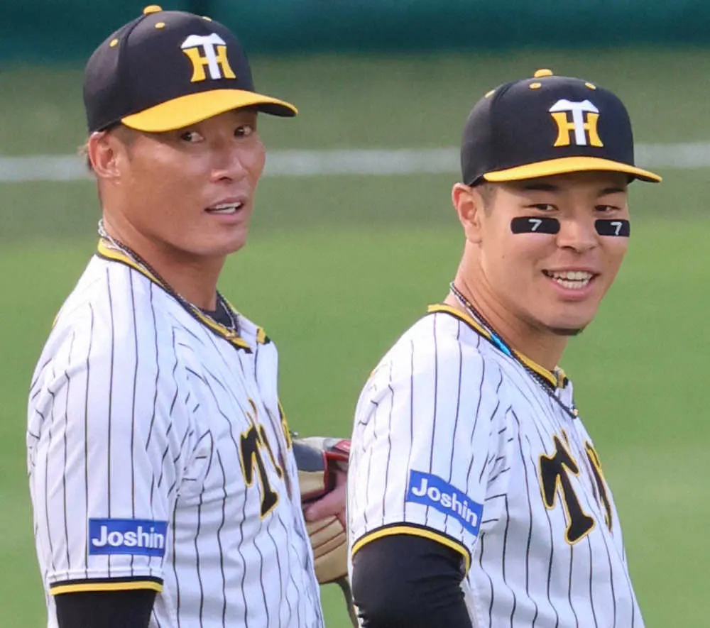 【画像・写真】阪神・佐藤輝　先制2点打＆フェンス際美技　糸井の引退試合で目の下のアイブラックに「7」