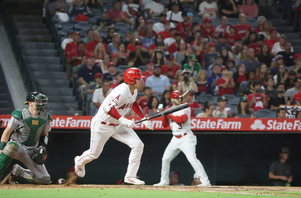【画像・写真】大谷翔平　自己最長更新の13試合連続安打！4回に右腕マルティネスから右前打マーク