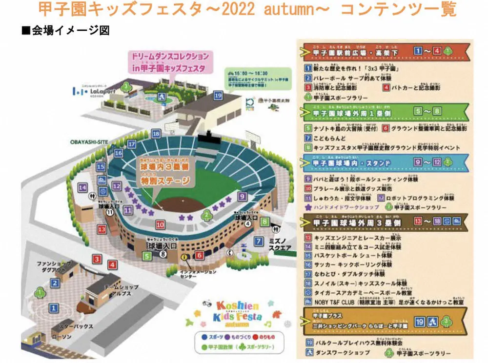 【画像・写真】「甲子園キッズフェスタ～2022　autumn～」11月12日　甲子園球場で子ども向けイベント開催！