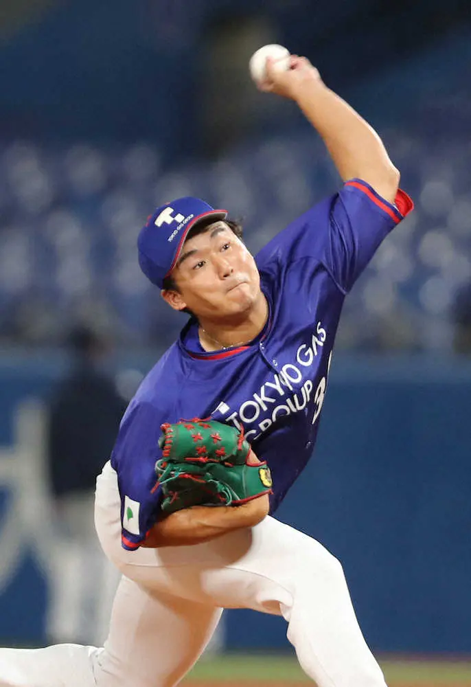 【画像・写真】東京ガス・高橋佑樹が「大ファン」相手に登板　ヤクルト川端を打ち取り「一番好きな選手。貴重な経験」