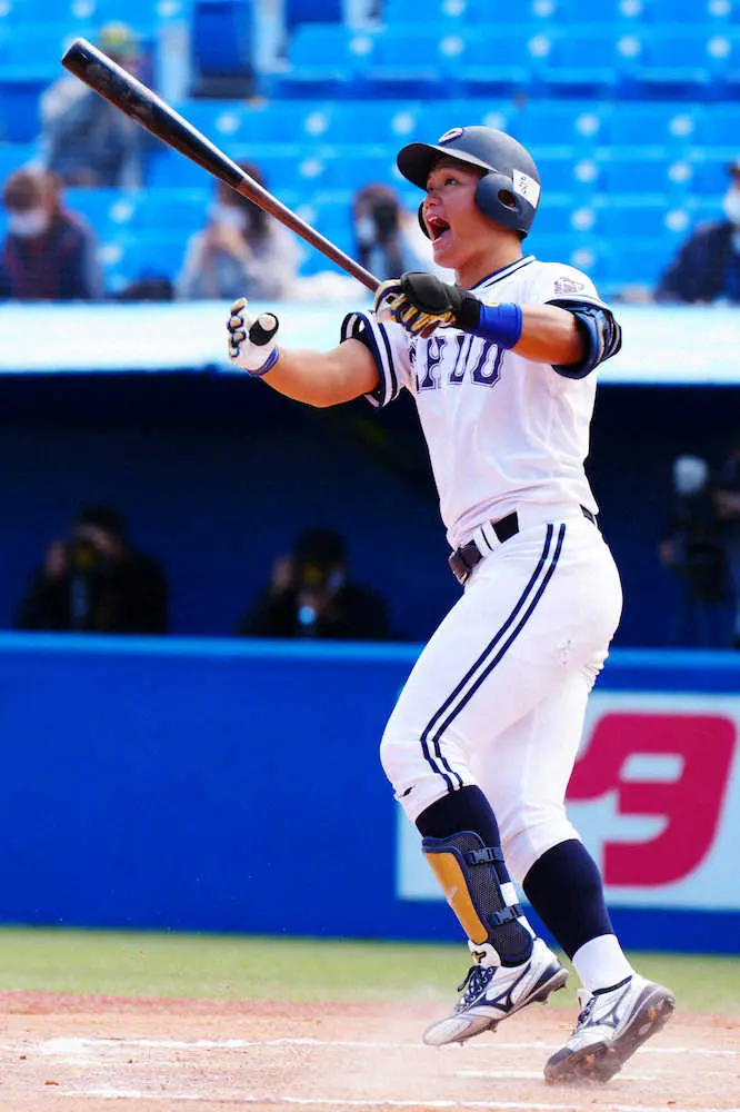 【画像・写真】中大・森下　ドラフト前日にアピール今秋1号！勝ち点4で首位に立つ