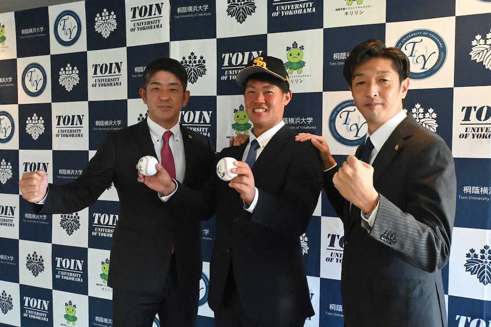 【画像・写真】ソフトバンクのドラ6、桐蔭横浜大・吉田　闘志メラメラ！目標は「3割、30本、100打点」