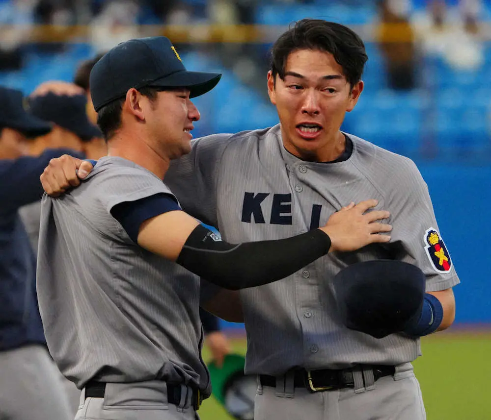 【画像・写真】慶大・萩尾　3冠王も涙止まらず…V逃し「チームに申し訳ない」