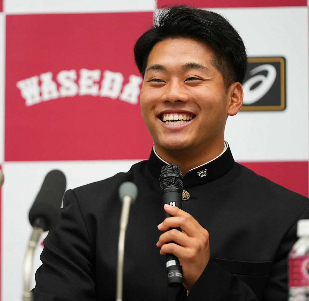 【画像・写真】西武ドラ1・蛭間指名あいさつ　あこがれの「栗山さんを超えられる選手に｝