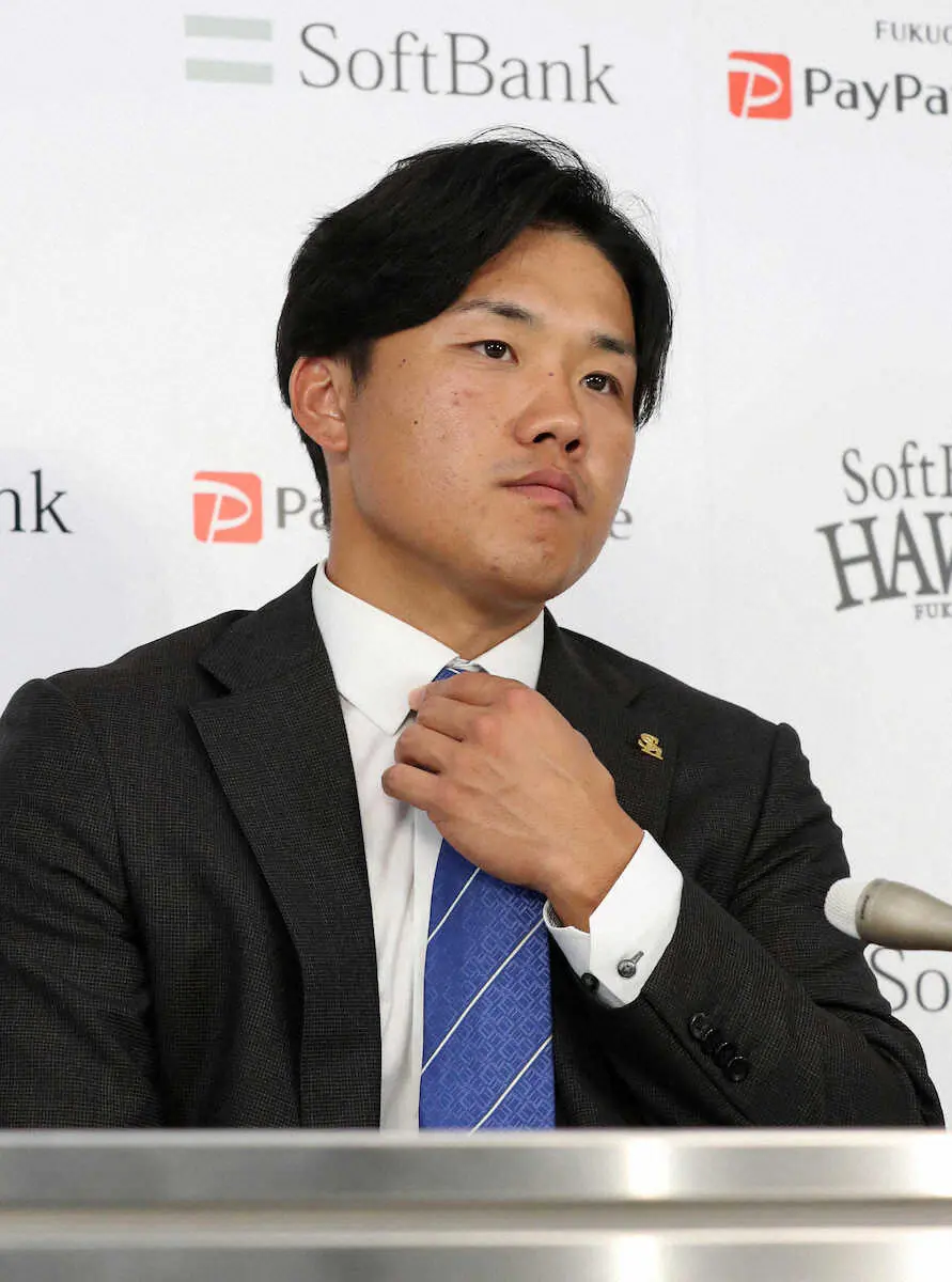 【画像・写真】ソフトバンク・海野が150万円増の1300万円でサイン　甲斐との自主トレから独り立ち宣言