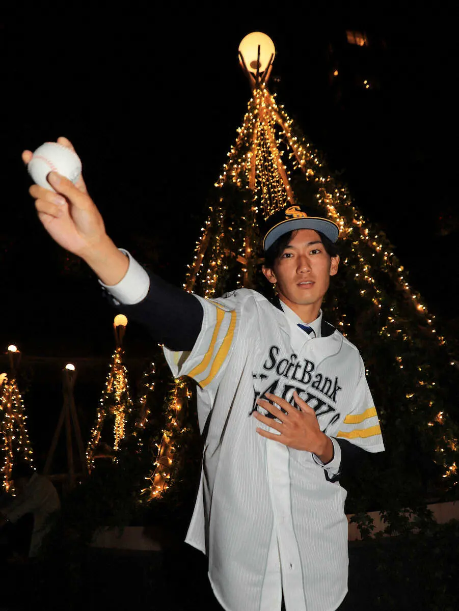 【画像・写真】ソフトBのドラ2大津が入団合意　高校でサッカー日本代表・冨安と同学年の右腕「日の丸を背負える選手に」