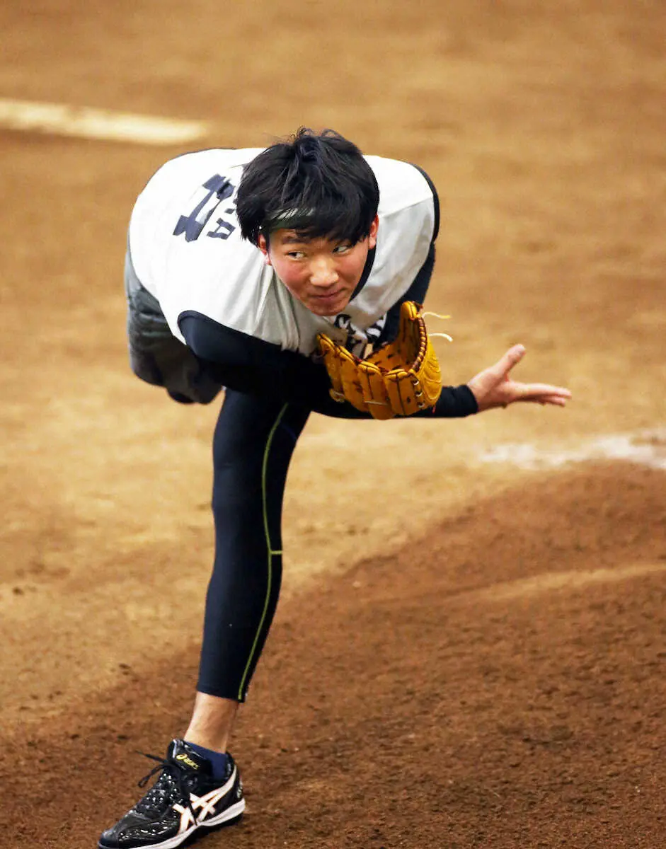 【画像・写真】巨人ドラ3・田中千　メディシンボール投げで大勢並みパワー発揮「これは1位だろうなと」