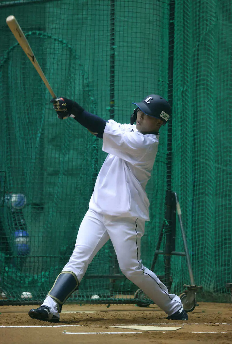 【画像・写真】西武ドラ1・蛭間、驚きの“プロ初打席”　今井のブルペンで球筋確認「えぐかった…」