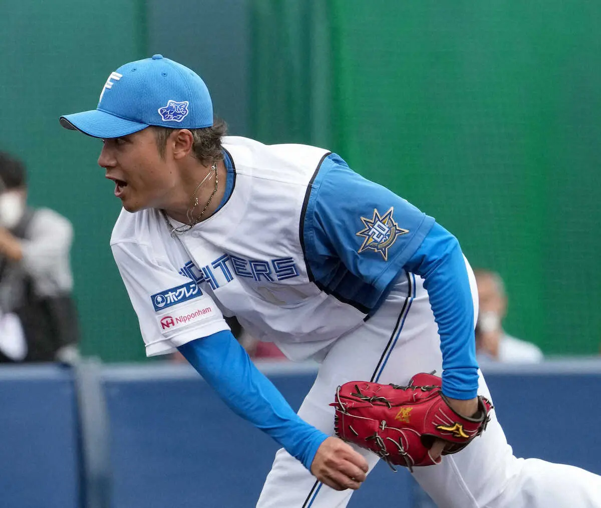 【画像・写真】日本ハム・大海　侍で対外試合登板一番乗り「ある程度出力も出せた」バット粉砕